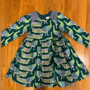 Pink Chicken Long Sleeve Peacock Dress - lightly used - size 4Y